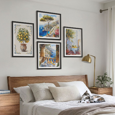 Set of 4 wall art pieces Sea lemon tree table