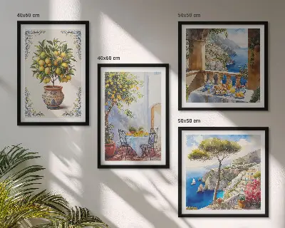 Sea lemon tree wall art set of 4 pieces