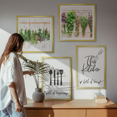 Multi-piece wall decor set Kitchen herbs plants inscriptions