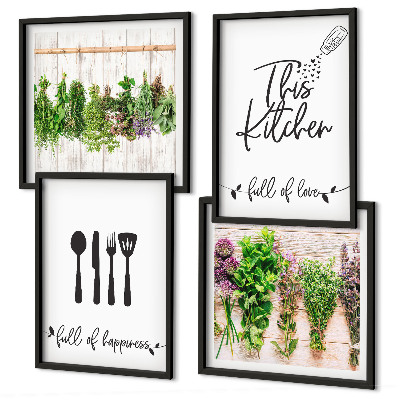 Multi-piece wall decor set Kitchen herbs plants inscriptions