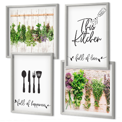 Multi-piece wall decor set Kitchen herbs plants inscriptions