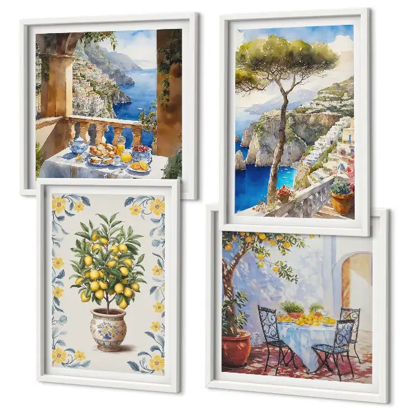 Sea lemon tree wall art set set of paintings