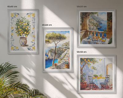 Wall art set Sea lemon tree paintings
