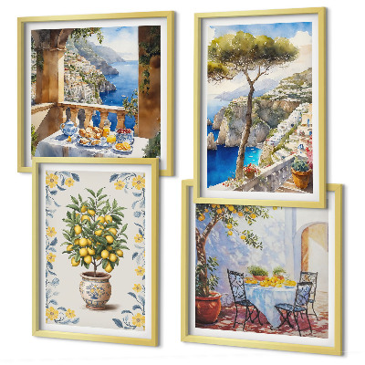 Wall art set Sea lemon tree paintings