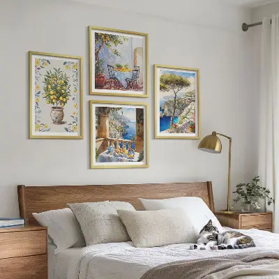 Sea lemon tree wall art set set of paintings