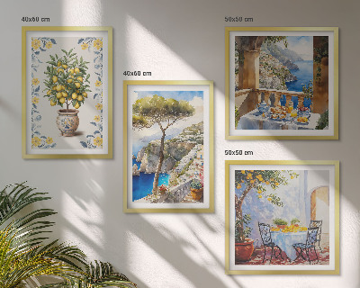 Wall art set Sea lemon tree paintings