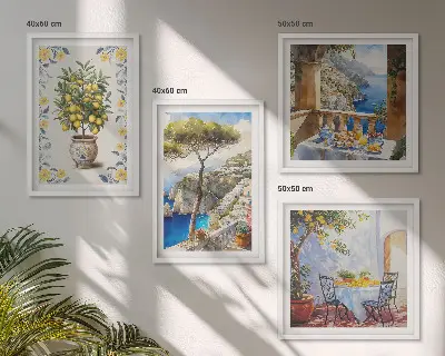 Sea lemon tree wall art set set of paintings