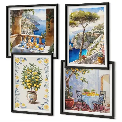 Sea lemon tree wall art set set of paintings