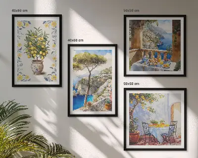 Sea lemon tree wall art set set of paintings