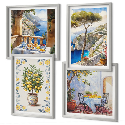 Wall art set Sea lemon tree paintings