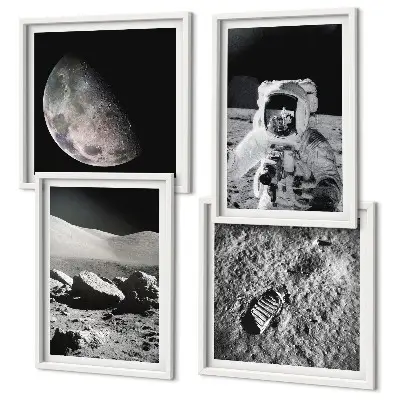Moon astronaut footprint wall art set of 4 pieces