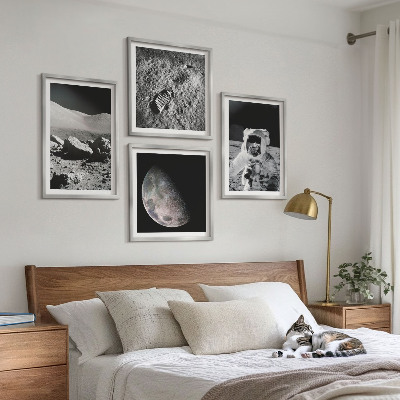 Set of 4 wall art pieces Moon astronaut footprint