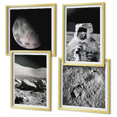Moon astronaut footprint wall art set of 4 pieces
