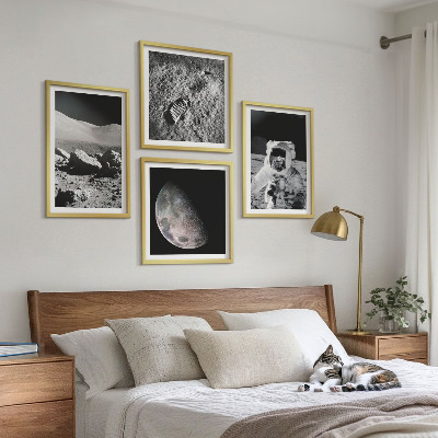 Set of 4 wall art pieces Moon astronaut footprint