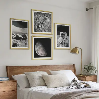 Moon astronaut footprint wall art set of 4 pieces
