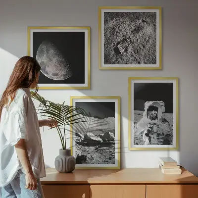 Moon astronaut footprint wall art set of 4 pieces