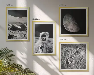 Moon astronaut footprint wall art set of 4 pieces