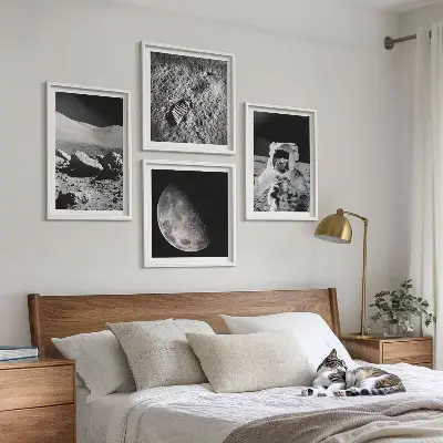 Moon astronaut footprint wall art set of 4 pieces