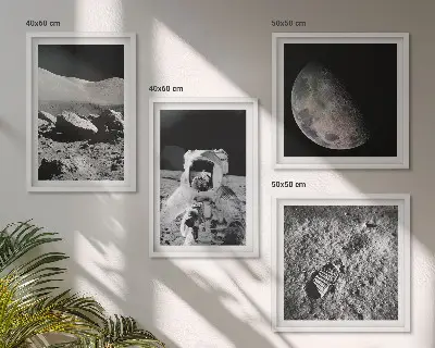 Moon astronaut footprint wall art set of 4 pieces