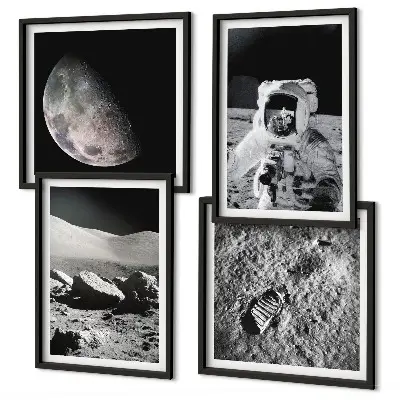 Moon astronaut footprint wall art set of 4 pieces