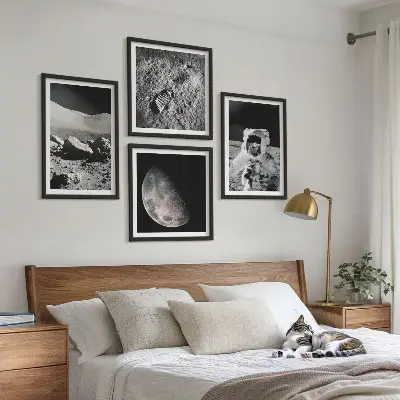 Moon astronaut footprint wall art set of 4 pieces