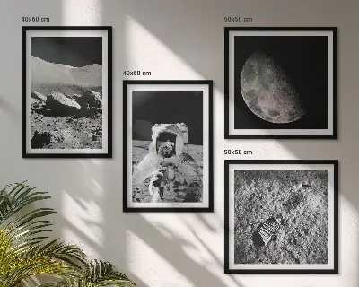 Moon astronaut footprint wall art set of 4 pieces