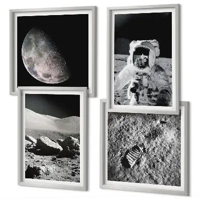Moon astronaut footprint wall art set of 4 pieces