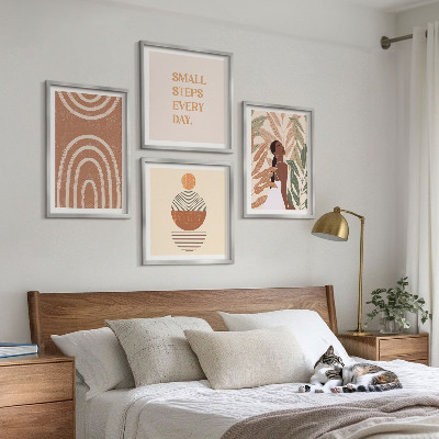 Wall art set Stylish plant patterns and geometry