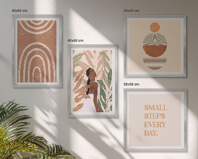 Wall art set Stylish plant patterns and geometry
