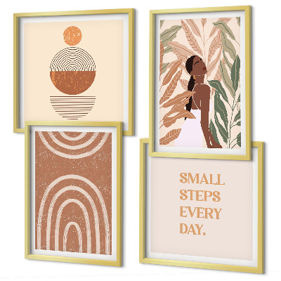 Wall art set Stylish plant patterns and geometry