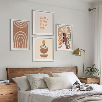 Wall art set Stylish plant patterns and geometry