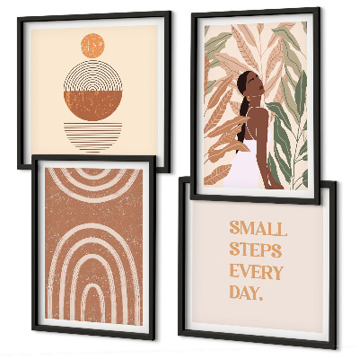Wall art set Stylish plant patterns and geometry