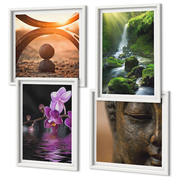 Multi-piece wall decor set Flowers in the water of the Buddha waterfall