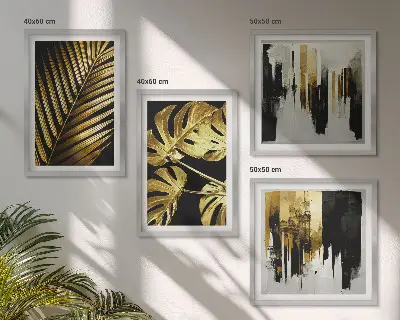 Multi-piece wall decor set featuring an abstract monstera palm leaf design