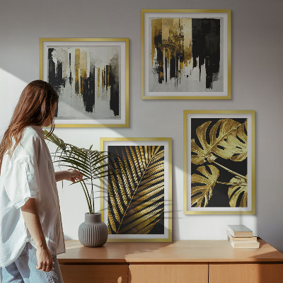Multi-piece wall decor set Monstera palm leaves abstract