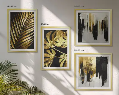 Multi-piece wall decor set featuring an abstract monstera palm leaf design