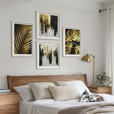Multi-piece wall decor set Monstera palm leaves abstract