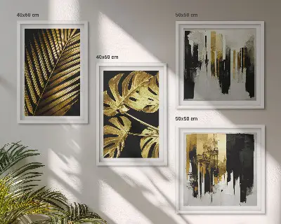 Multi-piece wall decor set featuring an abstract monstera palm leaf design