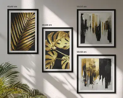 Multi-piece wall decor set featuring an abstract monstera palm leaf design