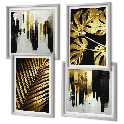 Multi-piece wall decor set Monstera palm leaves abstract