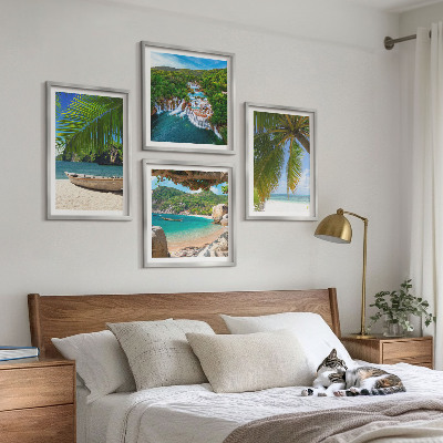 Multi-piece wall decor set Beach, boat, waterfalls, palm trees