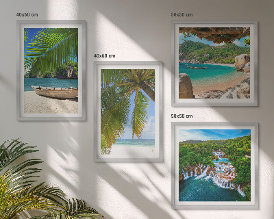 Multi-piece wall decor set Beach, boat, waterfalls, palm trees