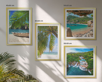 Multi-piece wall decor set Beach, boat, waterfalls, palm trees
