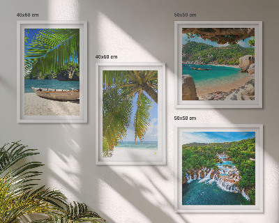 Multi-piece wall decor set Beach, boat, waterfalls, palm trees
