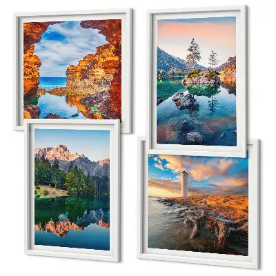 Multi-piece wall decor set mountain lakes with rock reflections