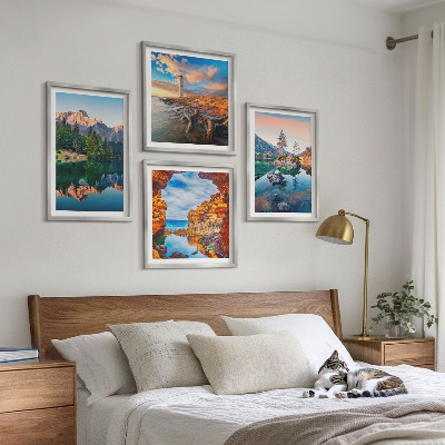 Multi-piece wall decor set Mountain lakes reflection of rocks