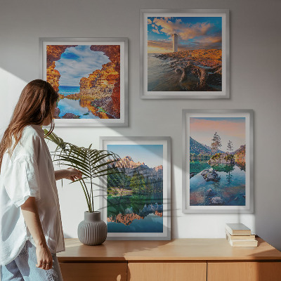 Multi-piece wall decor set Mountain lakes reflection of rocks