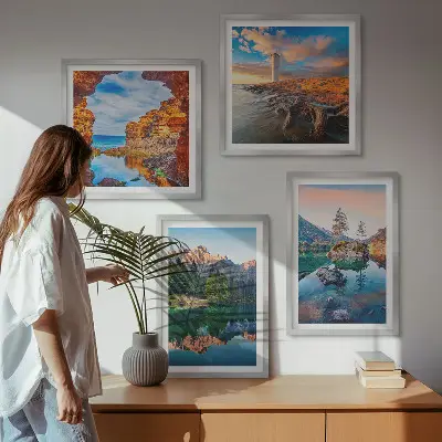 Multi-piece wall decor set mountain lakes with rock reflections