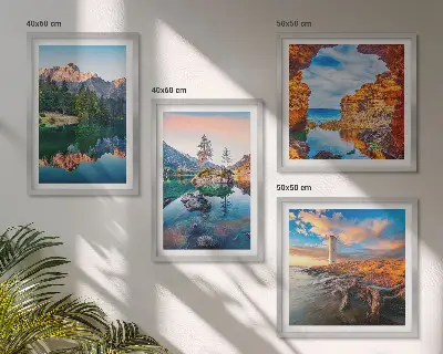 Multi-piece wall decor set mountain lakes with rock reflections