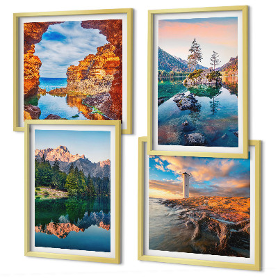 Multi-piece wall decor set Mountain lakes reflection of rocks